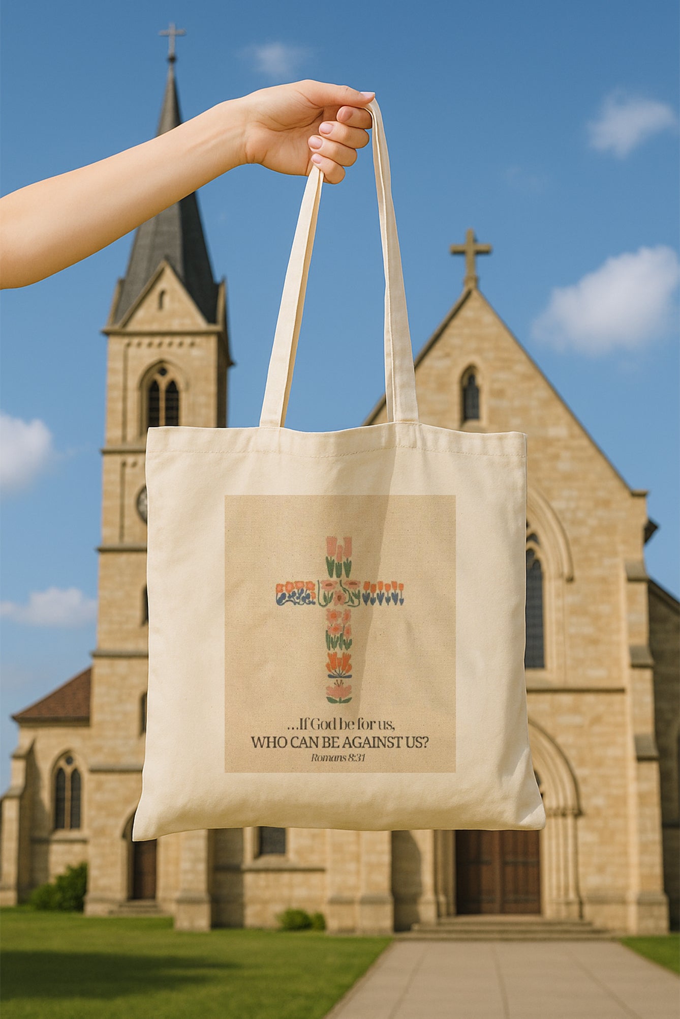 Christian Bible Tote Bag – Faith-Inspired Cotton Canvas Bag for Women – Reusable Scripture Tote – Inspirational Gift – Church & Daily Use TBLAF15